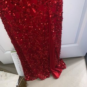 Red long dress with sewed in sparkles